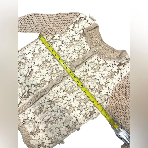 Vintage Hazel Cream Floral Crochet Cardigan Sweater Coquette Boho Grandma SMALL - Picture 6 of 7